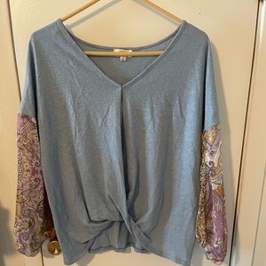 Umgee boho linen blend long sleeve top